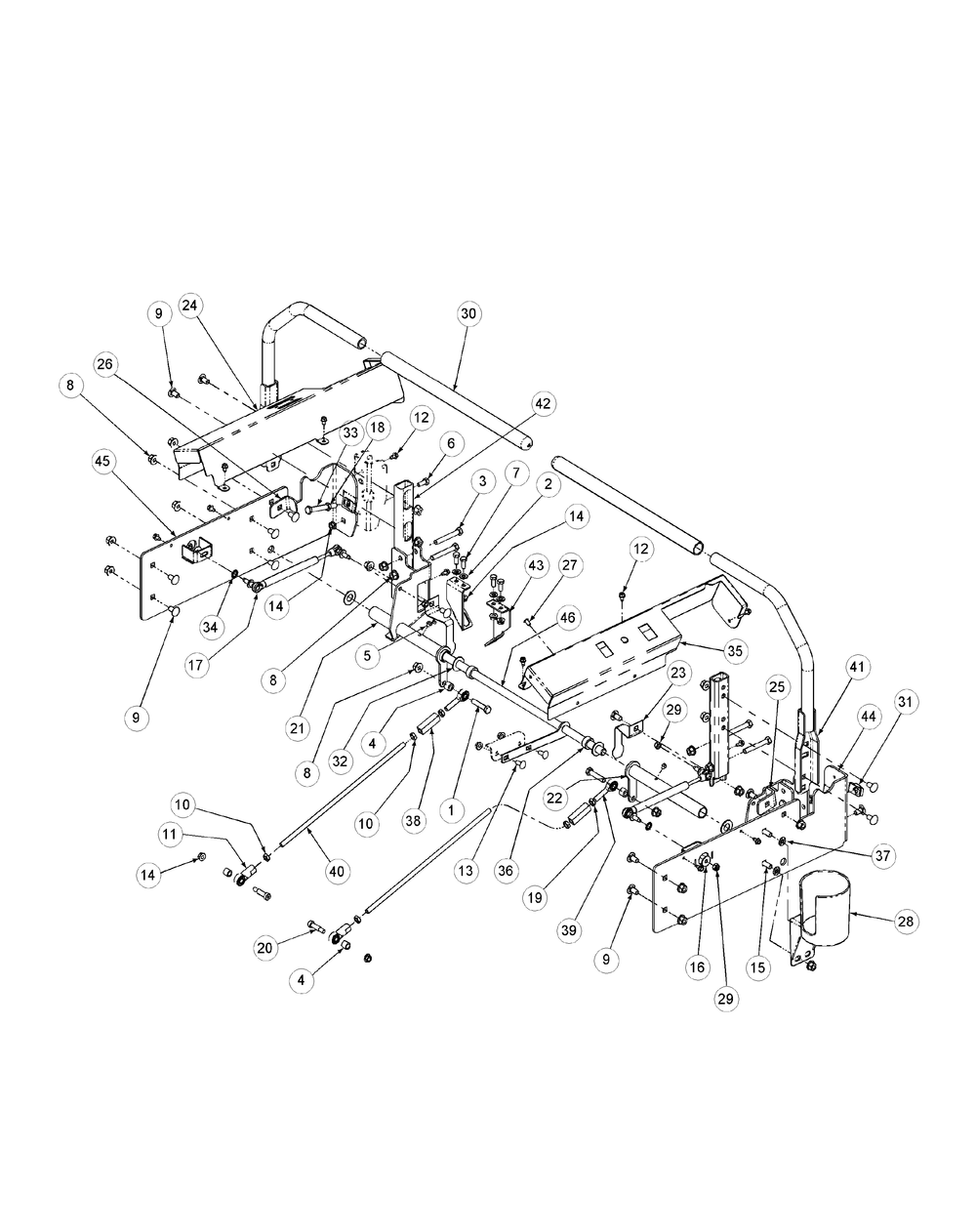 Control Assembly Diagram and Parts List for M54-KW 53DB5DBW750-23-HP Cub Cadet Lawn Tractor